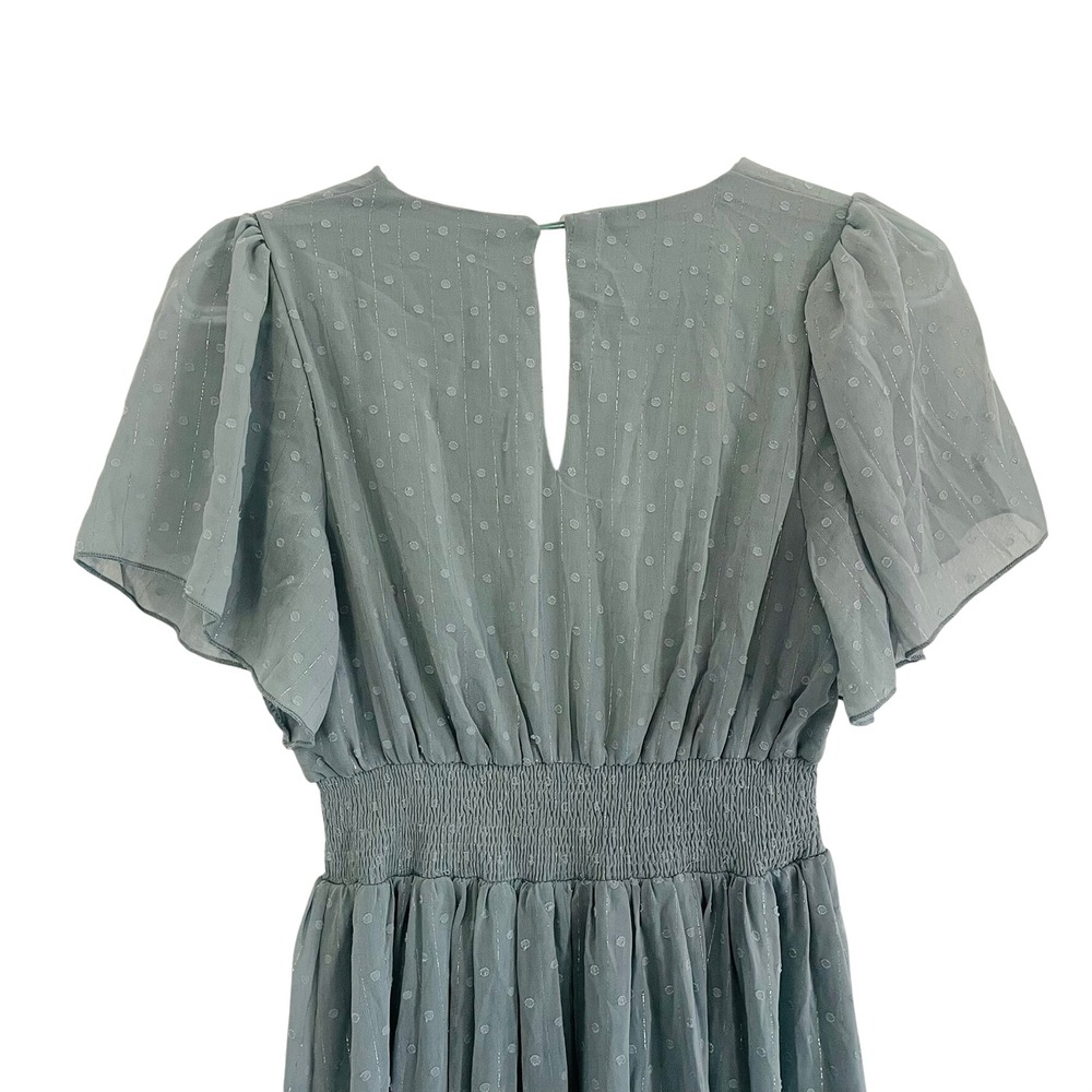 Baltic Born Weslie Maxi Dress Sage Green Swiss Do Formal Wedding Short Sleeve SM - Picture 4 of 7